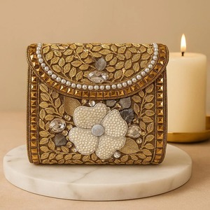 Bolso de mano nupcial de moda para bodas, colores mixtos, mosaico de espejo, hecho a mano, metal, piedra Kundan, bandolera, diseño personalizado - Product Image 4