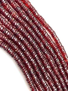 Collar de cuentas de granate de Mozambique de calidad AAA, 5 cuentas de Rondelle facetadas de granate, joyería de piedras preciosas de granate para su regalo para - Product Image 1