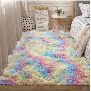 Tapis d'appoint luxueux sur mesure en soie et laine à poils longs de 5-6 mm, moelleux, moderne, abstrait, touffeté, pour la décoration latérale du canapé - Product Image 3