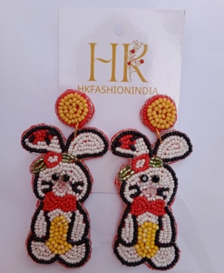Sparkling Easter Bunny Beaded Earrings-Diseño de conejo encantador hecho a mano para celebraciones de primavera - Product Image 3