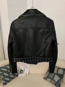 Manteau d'hiver pour femmes avec veste en cuir de style explosion Nouvelles dames Short Denim Lapel Outwear Fashion Trend Tops - Product Image 6