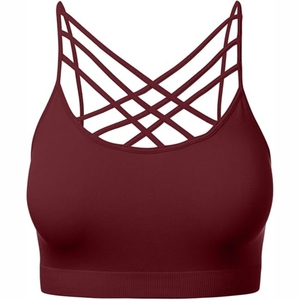 Nouvel arrivage de soutiens-gorge de sport sans couture pour femmes, beaux soutiens-gorge de fitness à dos croisé, respirants, grande taille avec logo à l'avant - Product Image 2