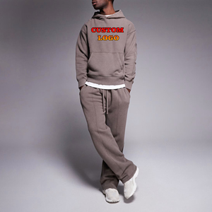 ชุดวอร์มสีพื้นแบบสวมหัวมีฮู้ดโอเวอร์ไซส์มาใหม่ชุดวอร์มเสื้อฮู้ดและกางเกงวอร์มสะพายไหล่แบบออกแบบได้ตามต้องการ - Product Image 1