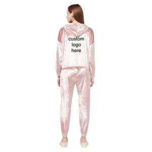 <b>Women's</b> Casual Pullover Hoodie Joggers Lounge Set Two-Piece Velvet <b>Velour</b> <b>Tracksuit</b> for Winter Custom Embroidery Logo - Product Image 5