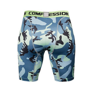 Pantalones cortos de compresión cómodos para hombre con diseño personalizado y logotipo patrón sólido ropa de fitness - Product Image 1