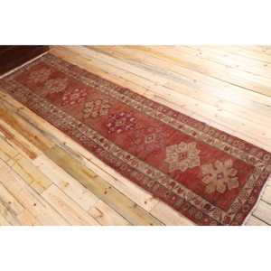 2.9x10.8 ft Rug, <b>Runner</b> Turkish Rug, <b>Red</b> Herki Moroccan Rug - Product Image 4