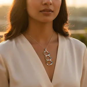 Collier pendentif à maillons en argent sterling 925 pour femme, zircon, diamant, perle - or rose 18 carats, tendance classique - pour fiançailles, mariage - Product Image 1