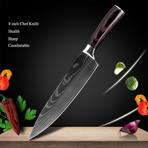 Vente directe d'usine de haute qualité personnalisable en gros ODM OEM pointu 5 pièces Laser Damas ensemble de couteaux de cuisine en acier inoxydable - Product Image 3