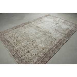 Turkish 6.3x9.9 ft Rug, Vintage Rug, <b>Brown</b> Floral <b>Wool</b> Rug - Product Image 4
