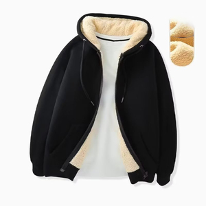 Sudadera con Capucha y Cremallera, Diseño de Logotipo Bordado Personalizado OEM, Estilo de Color Sólido, Lana de Cordero Gruesa, Forro Polar, Holgada - Product Image 5