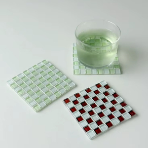 Sous-verres carrés en mosaïque de verre en gros, tapis de boisson, protection de table de cuisine, support de tasse à café, accessoire de bar, café - Product Image 1