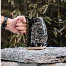 Jarra de cuerno natural hecha a mano para beber cerveza, estilo vikingo, artículos de bar rústicos. - Product Image 6