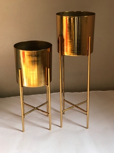 Metal Gold Plated <b>Stand</b> and <b>Pot</b> High Quality Planter for Your Home and Garden Best Selling Cheapest Planter Set - Product Image 3