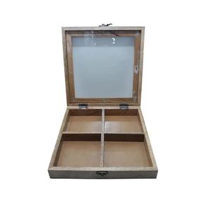 Joyero cuadrado de madera más vendido con tapa de vidrio Joyero de madera más vendido para decoración del hogar y regalos - Product Image 2
