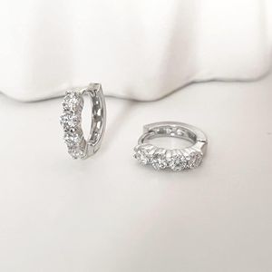 Moissanite Earrings, Lab Created Diamond <b>Huggie</b> Earrings White Gold Plated Sterling <b>Silver</b> <b>Hoop</b> Earrings for Women Gifts - Product Image 4