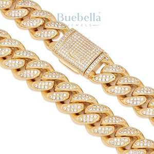 925 Plata 14K Chapado en oro Joyería fina 18MM Moissanite Diamond Miami cadenas de eslabones cubanos helados para hombres - Product Image 3