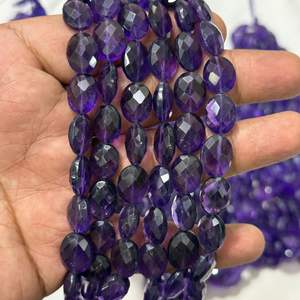Cuentas Ovaladas Facetadas de Amatista Natural de Alta Calidad, de 7x5mm a 12x10mm, para la Elaboración de Joyas - Product Image 1