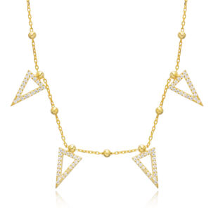 Triangle géométrique Design Ball Chain Zircon Stone Shaker Collier en argent sterling 925 Bijoux fins pour femmes - Product Image 3