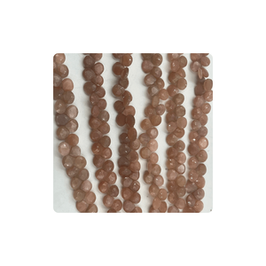 Pierre de lune pêche naturelle de qualité supérieure coeur à facettes Briolette 7mm 8mm 8 ''brin cristal rose 6mm pour la fabrication de bijoux - Product Image 5