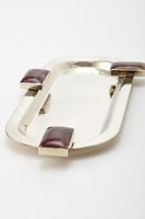 Plateau de service en acier inoxydable avec poignée en pierre faite à la main, design moderne, passe au lave-vaisselle, vaisselle de cuisine, mariage, restaurant