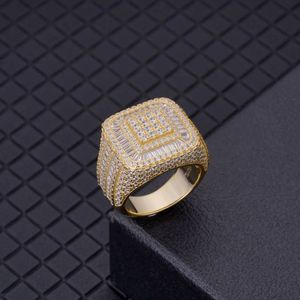 Bague carrée multicouche en zircon plaqué argent 925 pour homme, sertie pavé certifiée, bijou de luxe pour mariage, cadeau - Product Image 1