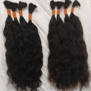 Cheveux de luxe naturels droits ondulés en vrac 100% extensions de cheveux crus indiens 100 grammes par paquet personnaliser la couleur prix de gros - Product Image 6