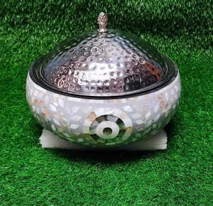 จานอุ่นอาหารทำจากเรซินสีเขียวทำงานและมีฝาปิดโลหะสวยงามหม้อปรุงอาหารและที่อุ่นอาหารสำหรับเสิร์ฟ100% บุฟเฟ่ต์อาหารปลอดภัย - Product Image 3