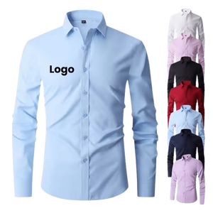 Camisa de algodón blanca para hombre al por mayor con botón de logotipo personalizado vestido clásico estilo formal XL tamaño de negocios informal de manga larga - Product Image 1