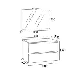 กระจกห้องน้ำดีไซน์อิตาลี Koricini ขนาด 80x60 ซม. พร้อมไฟฐานไม้สีขาว 2C ท็อปคอนกรีต 80x60 ซม. เฟอร์นิเจอร์ห้องน้ำ - Product Image 4