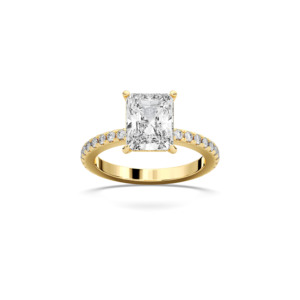 E-F/VVS-VS de 4.51 carats (centre 4,00CT) bague de fiançailles en moissanite à diamant taille radiante et ronde fabriquée en or massif 10K,14K,18K - Product Image 5