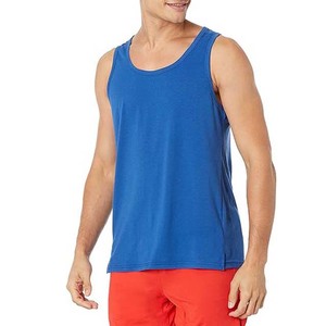 Couleur bleue sans manches vêtements pour hommes débardeurs grande taille haute rue Style Gym Fitness col rond été hommes débardeurs à vendre - Product Image 1