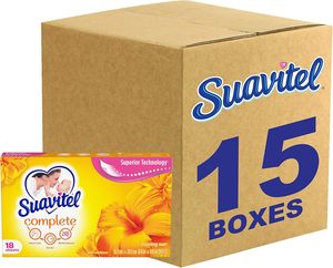 Feuilles assouplissantes pour sèche-linge Suavitel Complete, parfum soleil du matin, 18 feuilles/paquet, 15 paquets/boîte - Product Image 1