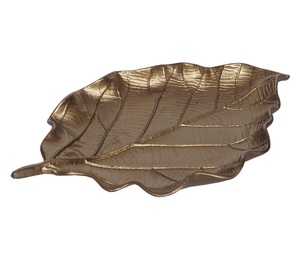 Stocké en aluminium en forme de feuille décor à la maison plateau haut de table sec Dessert noix gâteau Biscuits bonbons plateau de service pour les fêtes - Product Image 3