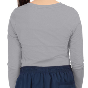 เสื้อยืดคอกลมแขนยาวสำหรับผู้หญิง ปรับแต่งได้ ใส่สบาย ผลิตจากผ้าสแปนเด็กซ์/โพลีเอสเตอร์ เหมาะสำหรับชุดยูนิฟอร์มทางการแพทย์ ชุดพยาบาล - Product Image 2