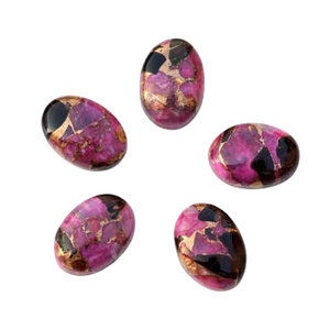 Pierre précieuse naturelle cabochon en turquoise cuivrée, forme ovale, violet-noir, 12x16mm, pour la fabrication de bijoux, lisse, en vrac, certifiée par un tiers - Product Image 1