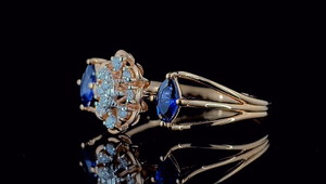 Anillo de Diamante Cultivado en Laboratorio de 0.20 CTW con Zafiro Azul, Certificado SGL, Oro Sólido de 14K - Product Image 2