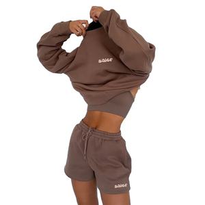 Ropa deportiva con logotipo personalizado, chándal corto para mujer, conjuntos de 2 piezas, sudaderas y pantalones cortos para mujer, Jogger Jumper, conjuntos para mujer - Product Image 1