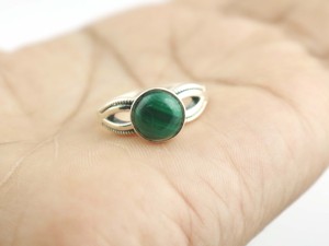 Bague en argent sterling 925 faite à la main avec pierre précieuse en malachite naturelle - Product Image 6