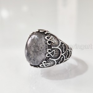 Grossiste Bague pour hommes Quartz rutile noir naturel Pierre précieuse Bague de naissance d'avril Bijoux vintage arabe Bague en argent sterling 925 - Product Image 1