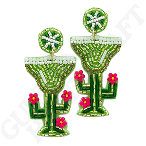 Pendientes colgantes con cuentas de cristal de cóctel hechos a mano divertidos y elegantes, joyería llamativa para fiestas y ocasiones especiales - Product Image 2