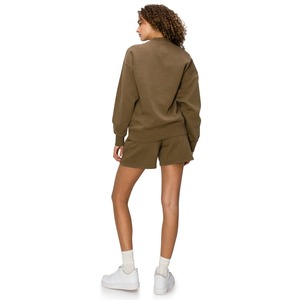 Nouveau 2026 Sweat-shirt à col rond en coton 100% de haute qualité avec logo personnalisé brodé Impression Ensemble de survêtement court pour femmes - Product Image 4