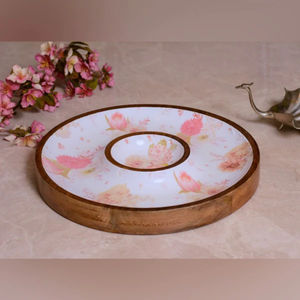 Plateau de service en bois fait main, grand plateau rustique pour la cuisine, la table à manger, les fêtes, plateau à fromage et à pain - Product Image 5