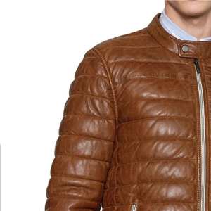 แจ็กเก็ตหนังปลาปักเป้าสำหรับผู้ชายสำหรับฤดูหนาวคอตั้งปักโลโก้ - Product Image 5