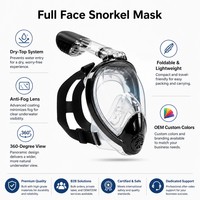 Masque de plongée intégral à système sec, vue panoramique à 180 degrés, anti-buée, pliable, en silicone liquide, pour la plongée avec tuba