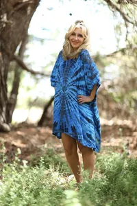 เดรสชายหาดคอกลมมัดย้อมสำหรับผู้หญิงมาใหม่ฤดูร้อนชุดเดรสชายหาดผ้าใยสังเคราะห์พร้อมรอบเอวธรรมชาติที่ยั่งยืนและซักได้ - Product Image 6