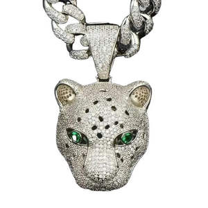 Moissanite VVS Hip Hop Pendentif Collier Personnalisé Bling Animal Plaqué Rond Taille Diamant Pendentif Argent Sterling 925 - Product Image 2