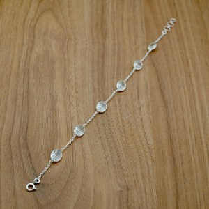 Women gift White Topaz Gemstone <b>Bracelet</b> Handmade in 925 Sterling Silver Adjustable Chain Fine Jewelry Gift - Product Image 4