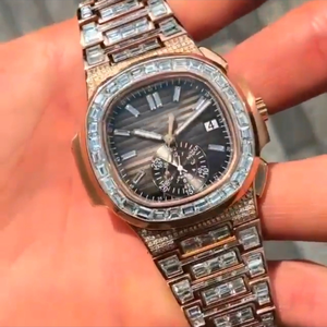 Montre de luxe de haute qualité sertie de diamants de laboratoire DEF, bracelet en acier inoxydable, cadran en verre, mouvement Miyota, prix d'usine - Product Image 1