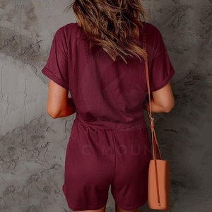<b>Women</b> <b>Rompers</b> Summer Casual Lightweight Cotton Short Sleeve Outdoor Sport Holiday Fashion Trendy Comfortable Wear - Product Image 3