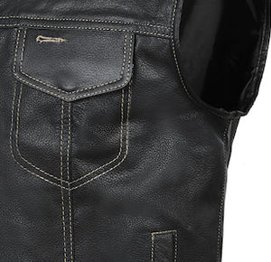 Chaleco de Cuero Vacuno Genuino Estilo Club, Casual y Transpirable para Hombre, Talla Grande, Chaleco de Motociclista, Diseño Personalizado OEM - Product Image 2